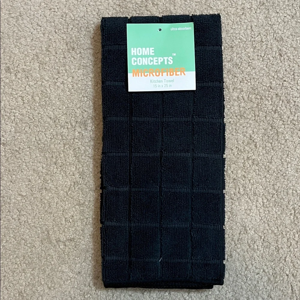 Home Concepts Microfiber Kitchen Towel – Black Check Pattern NWT